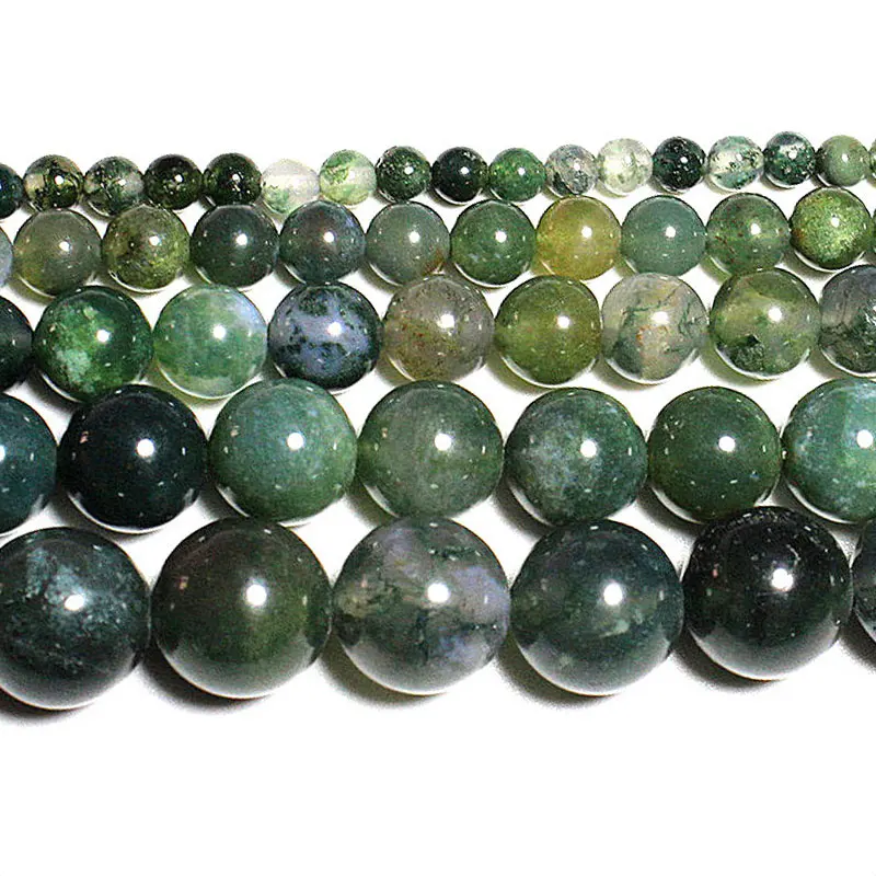 moss agate Лучшие натуральные Агаты аметистами тигровый глаз бусины из Лабрадорита каменные бусины для самостоятельного изготовления ювелирных изделий браслет Цепочки и ожерелья 4/6/8/10 мм - Цвет: moss agate