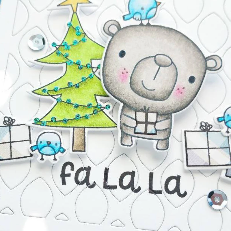 Микс милых животных охотничьи зимние снежные буквы Счастливого Рождества