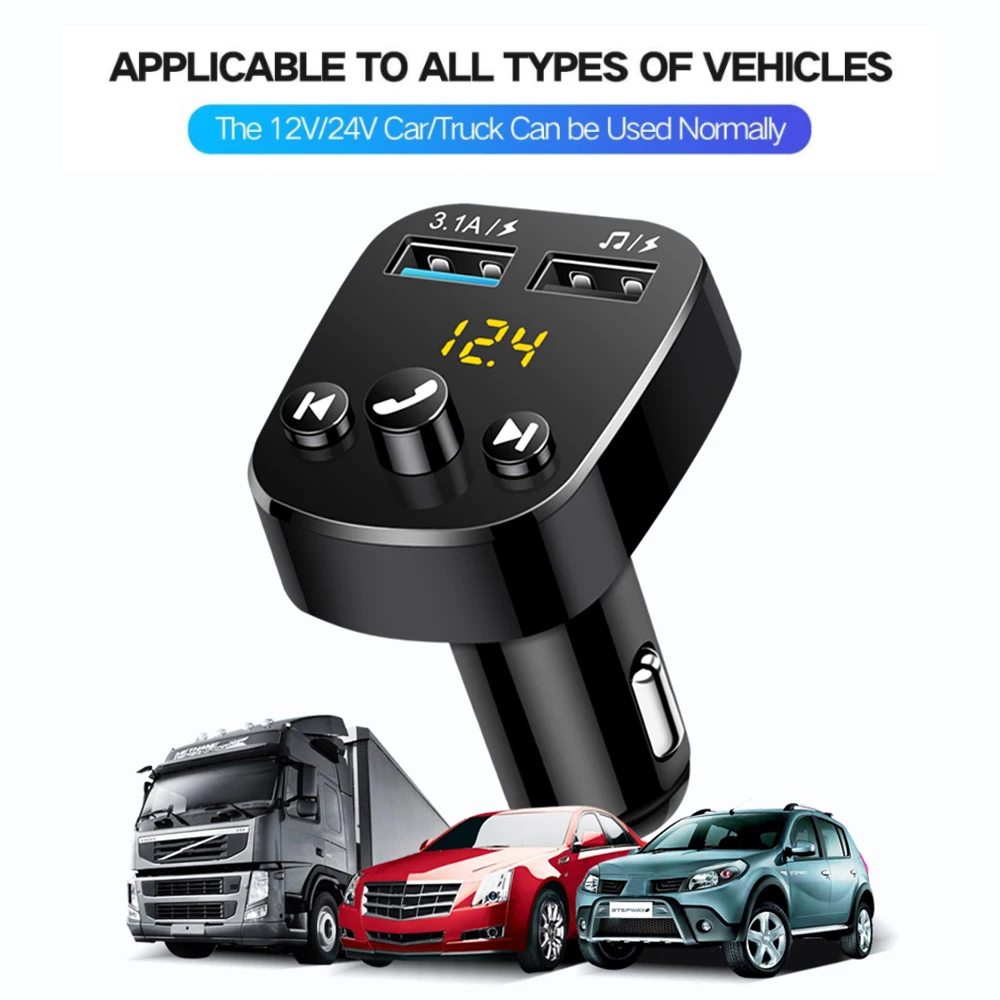 JINSERTA Bluetooth 5,0 fm-передатчик Bluetooth автомобильный комплект громкой связи mp3-плеер 3.1A двойной USB зарядное устройство U диск игровой автомобильный модулятор