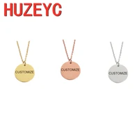 10pcslot stainless steel round pendant necklace gifts customized name logo chain neckalce for women men direct deal wholesale