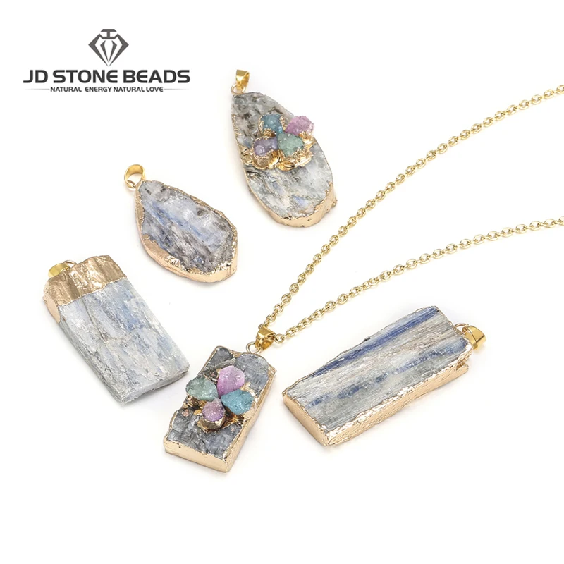 

Новый дизайн натуральный синий кианит драгоценный камень кристалл подвески DIY ювелирные аксессуары Бесплатная доставка