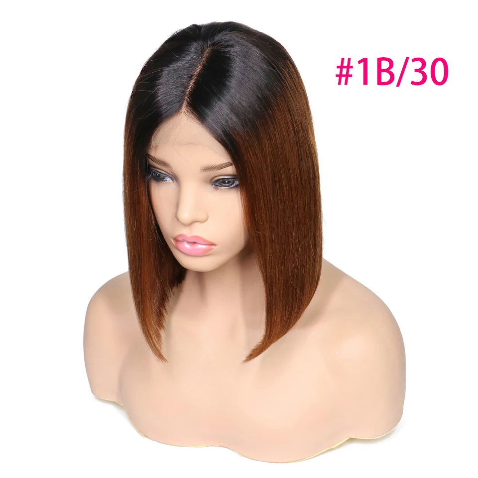 Sassoon Боб 13x4 1B/27 красный Омбре синтетические волосы на кружеве парики для женщин черный предварительно сорвал бразильский короткий боб парик отбеленные узлы - Цвет: T1B/30