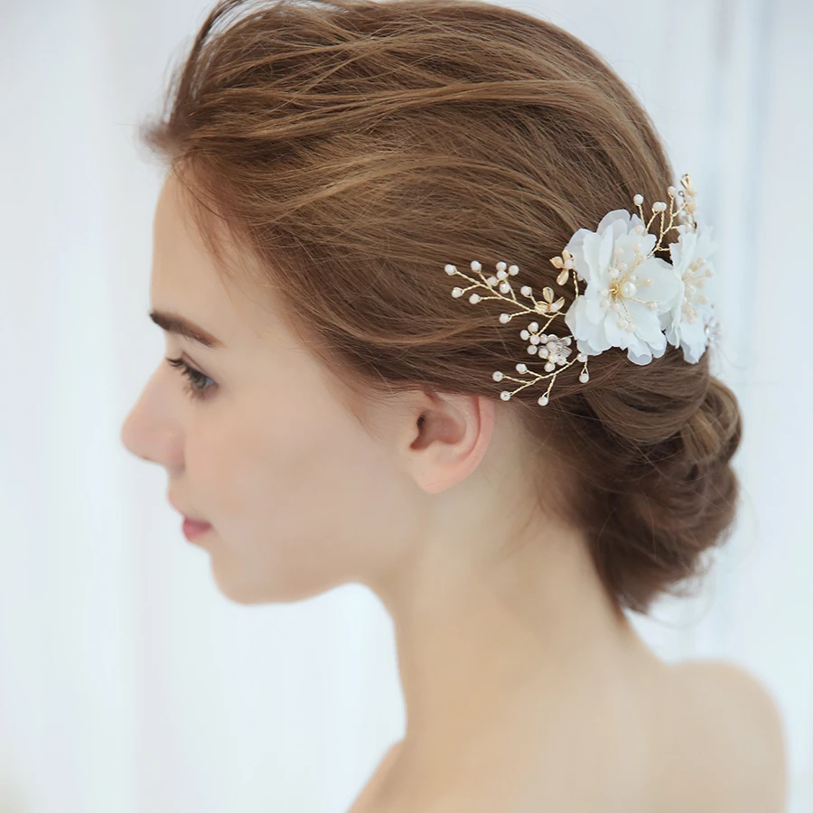 1pc/lot Handmade Delicate White Floral Flower Pearl Bridal Hair Clip Pins Barrette Comb Headwear For Wedding Jewelry | Украшения и