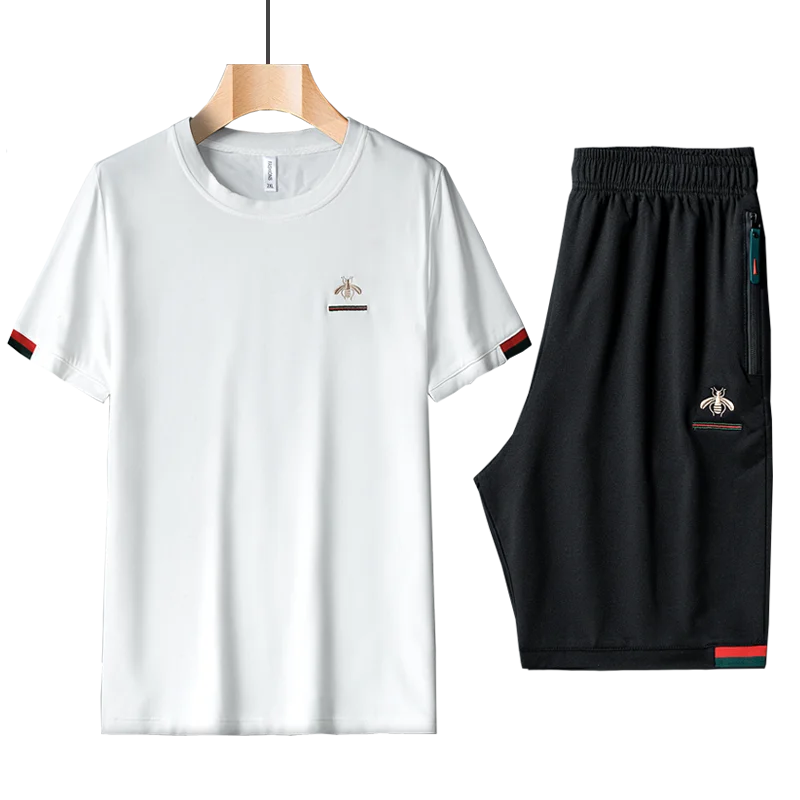 

Mens Short Set 2021 Summer New T-Shirts+Shorts Two Pieces Set Fashion Brand Fitness Sportswears Casual Tracksuit Male