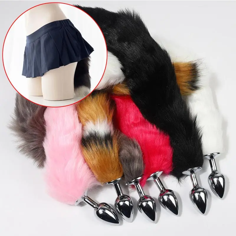 Женская гладкая металлическая Анальная пробка с лисьим хвостом для косплея SM Slave