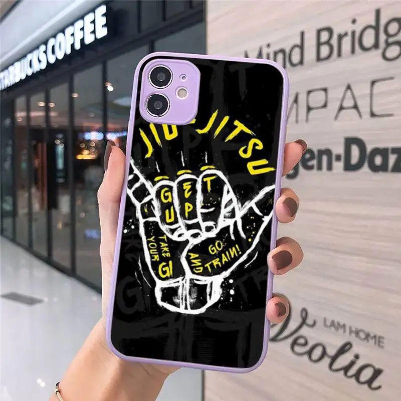 

Judo Jiu Jitsu BJJ Phone Case For iPhone 12 11 Mini Pro XR XS Max 7 8 Plus X Matte transparent Purple Back Cover