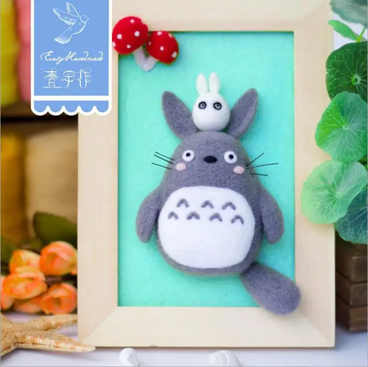 

Totoro. Шерстяной набор для рукоделия, шерстяной войлок, игла для валяния, брелок, рукоделие, Рукоделие, сделай сам, ручная работа
