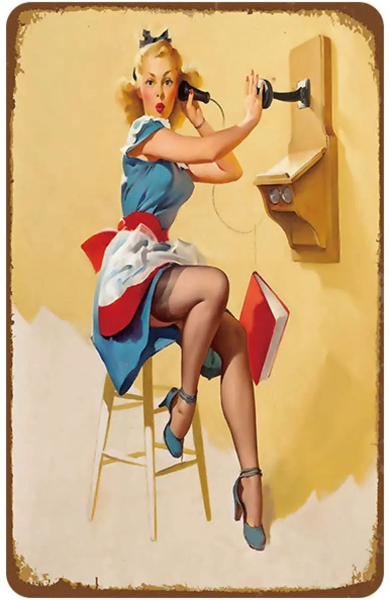 

ZHUOYUETT Sexy Beauty Garage Girl Vintage Metal Sign Bar Kitchen Decoration Wall Sticker Tin Sign Home Decoration Tin Painting