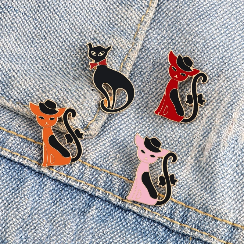 Элегантная Брошь в виде кошки модный галстук-бабочка мультяшный стиль милая