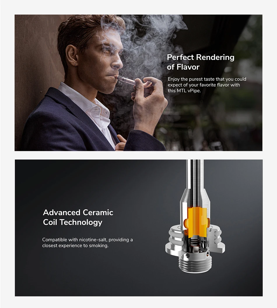 VapeOnly vPipe мини-комплект с аккумулятором 360 мАч и баком 1,5 мл и керамической катушкой Ом электронная сигарета Vs vPipe III Ebony комплект электронных труб