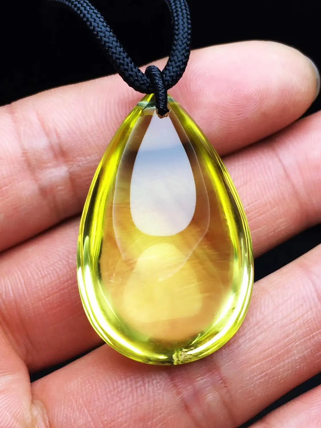 

Natural Yellow Citrine Quartz Crystal Pendant 40x25x17mm Gemstone Women Water Drop Faceted Cut Wealthy Bead Necklace AAAAA