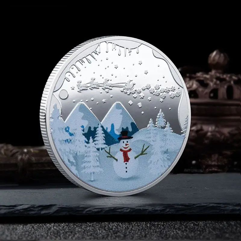 Счастливого Рождества снеговик Позолоченная серебряная коллекция монет сувенир