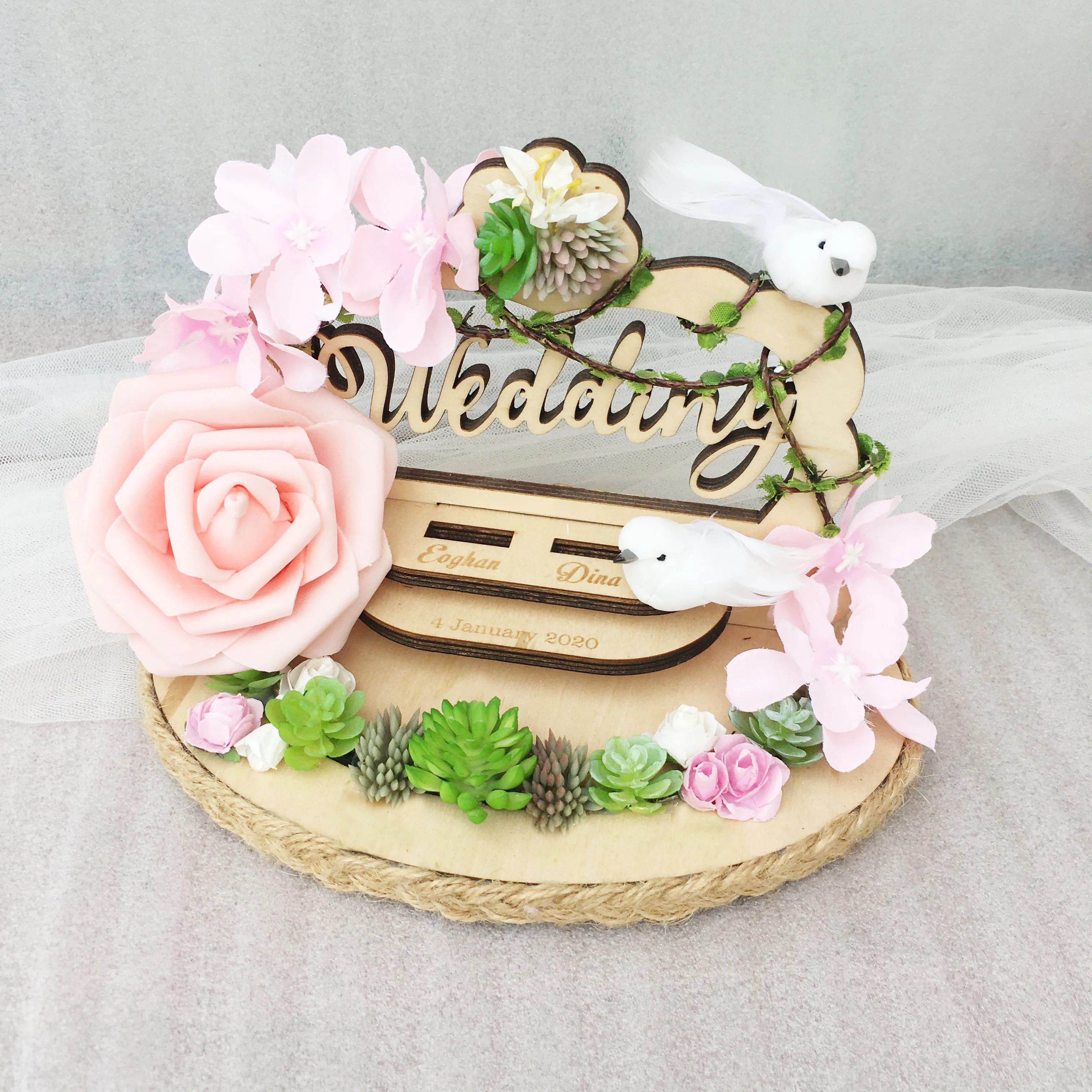 Деревянная коробка держатель для колец в форме цветка|Украшения своими руками