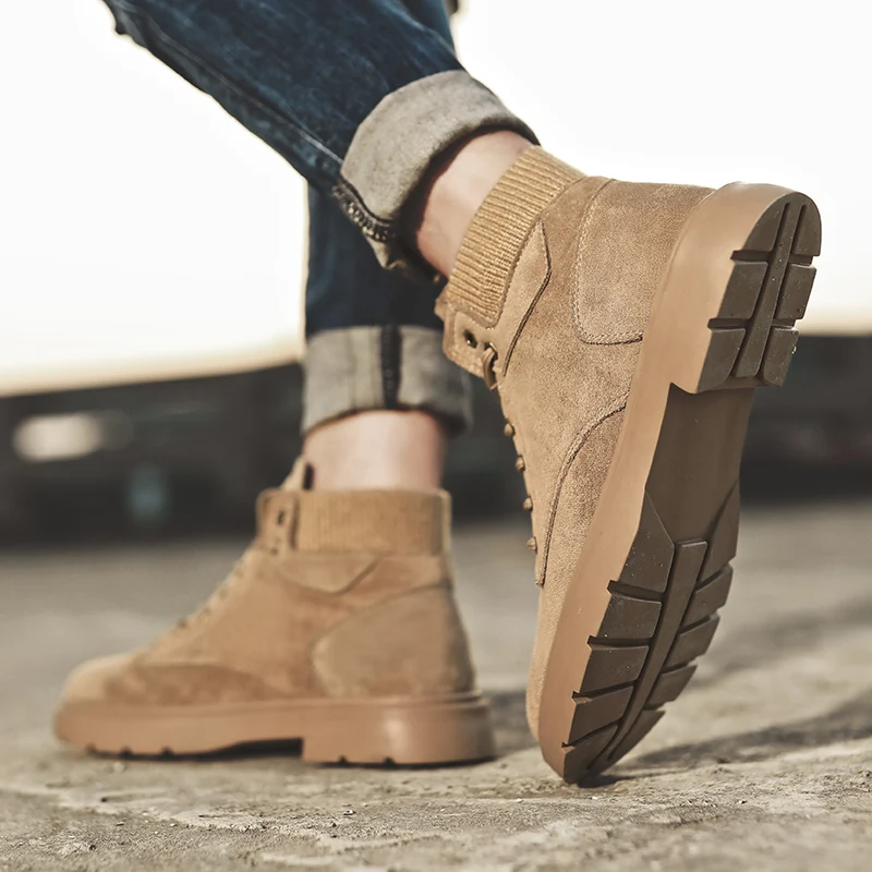 

mensboots causal flat Sneaker sports Men's loafers outdoor shoe leather for sneaker breathable footwear new black men male