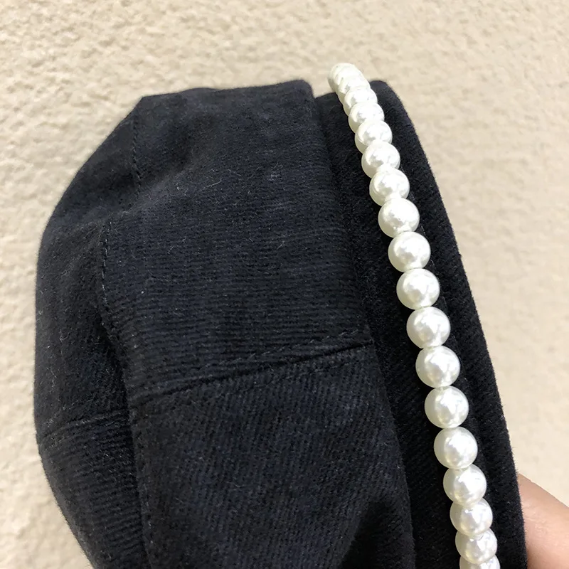 

Pearl French Beret Caps for Women Outdoor Berets Street Style Plain painter Cap Femme Beanie berets Hat