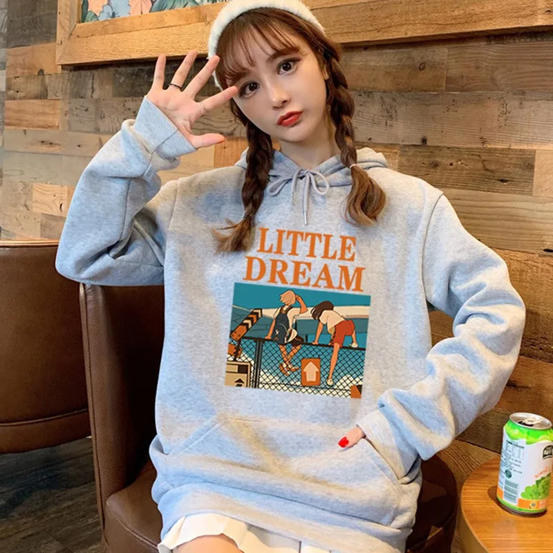 

Women Autumn Winter Sweatshirt Loose Hoodie Long Sleeve O-neck Cartoon Printed Pullover Harajuku Sweatshirts 2019 Female Top