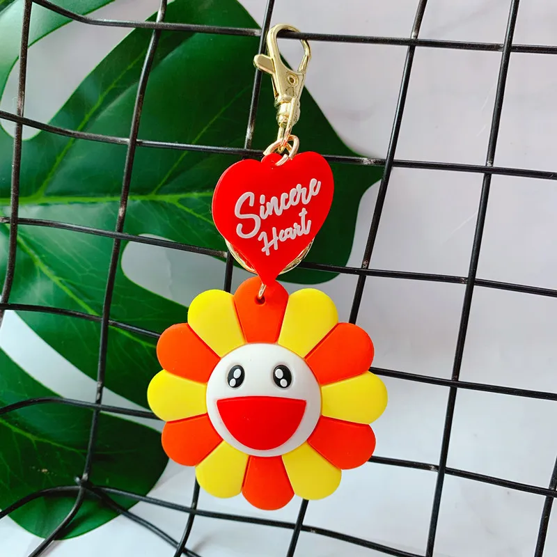 

Cute Japanese Sunflower Keychain Cartoon Animal Doll Toy Silicone Keyring Children Couples Like Gift Backpack Car Key Pendant