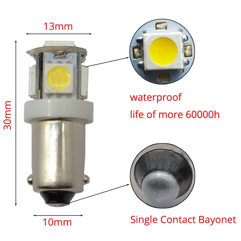2X Автомобильный светодиодный фестон купол Дверные огни Ba9s 5Smd 5050 T11 T4W белые