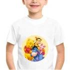 Забавная футболка для девочек и мальчиков, Летние Повседневные детские топы с круглым вырезом и принтом с изображением персонажей из мультфильмов аййор Роо, зайчик поросенок, Винни-Пух, детская одежда