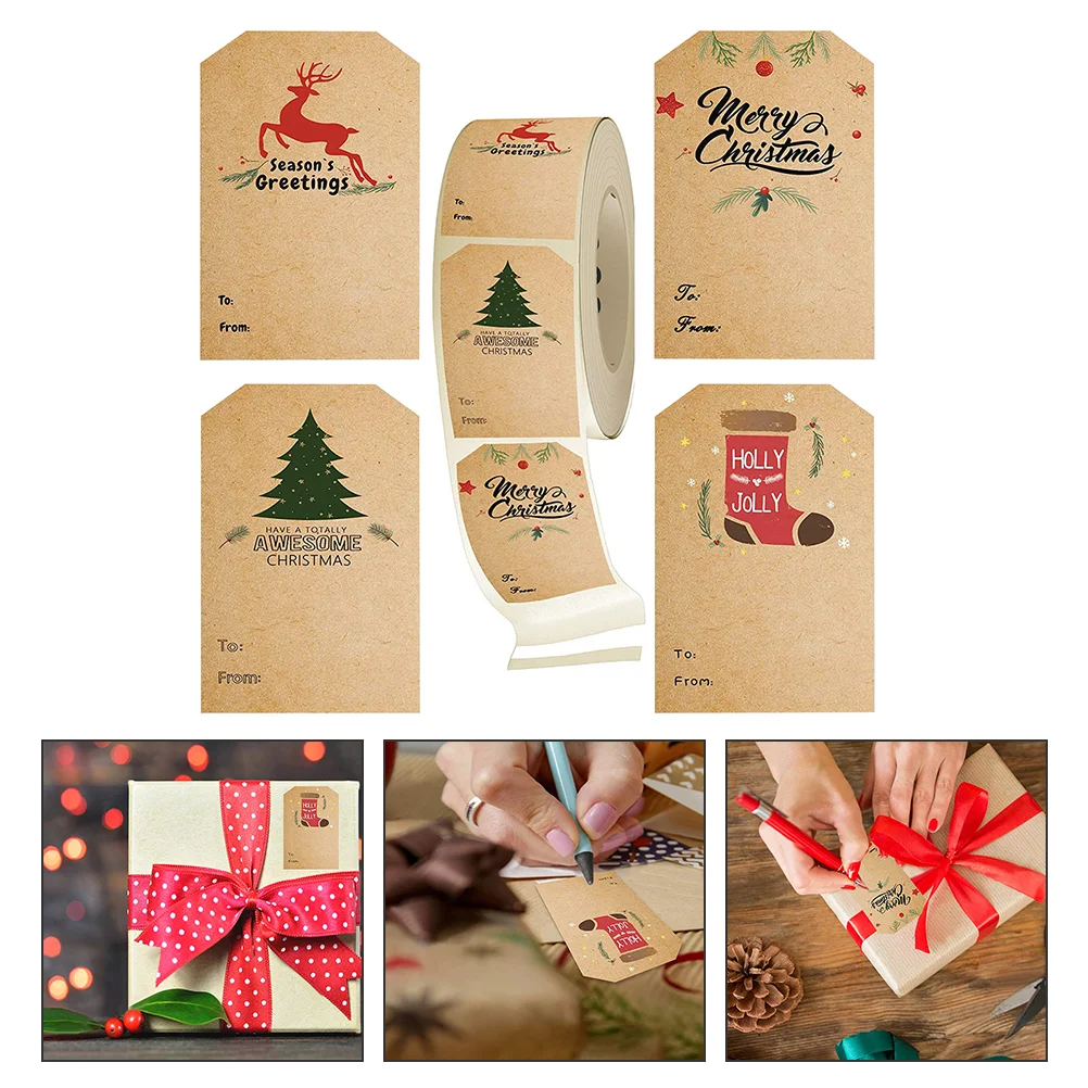 

1 рулон рождественских перезаписываемых наклеек, рождественские самоклеящиеся Мультяшные наклейки «сделай сам»