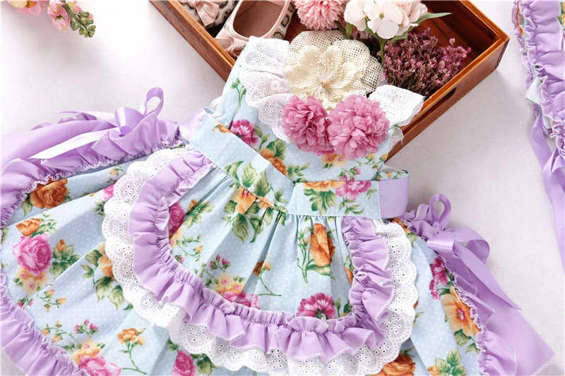 Испанское платье для маленьких девочек винтажная одежда с цветочным принтом и