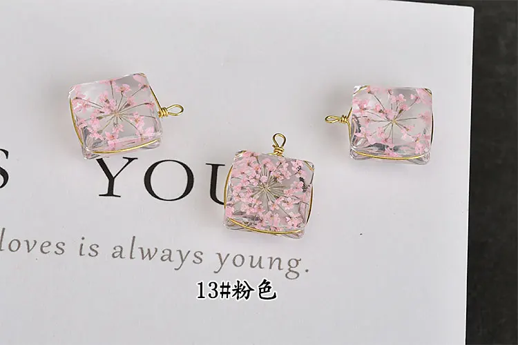 Висячая медная проволока квадратный ручной кристалл сухой цветок бессмертный