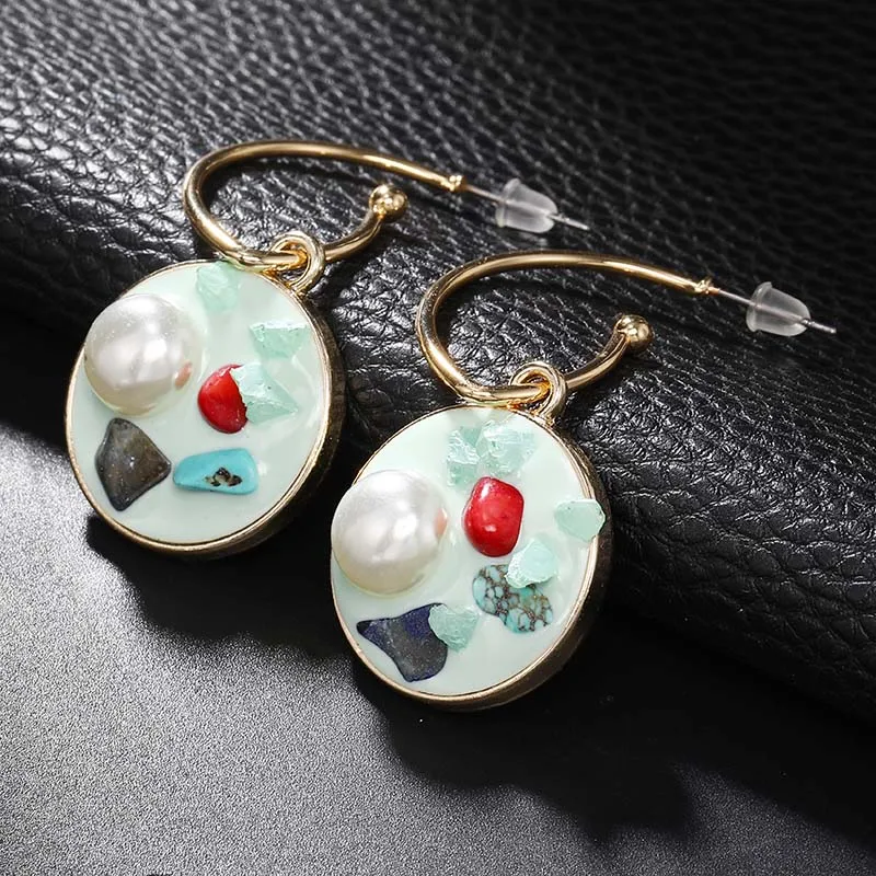 Трендовые корейские простые круглые серьги Уникальный дизайн полимерные для