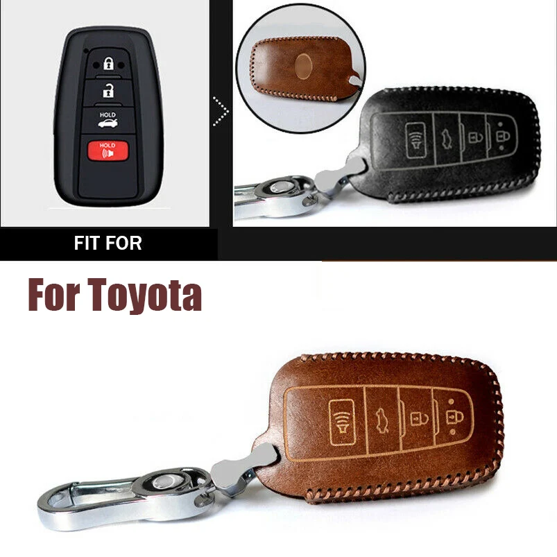 Умный автомобильный брелок для ключей из натуральной кожи с 4 кнопками 1 шт.