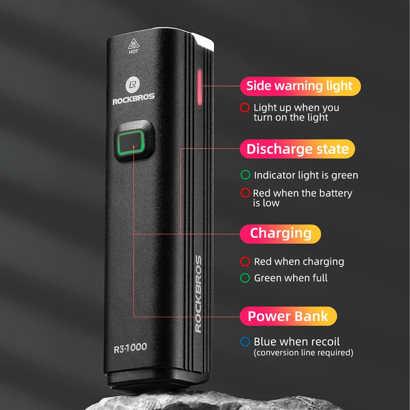 ROCKBROS 1000LM Bike Light Front Lamp USB Rechargeable LED 4800mAh Bicycle Light Waterproof Headlight Bike Accessories