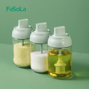 fasola kitchen spice jars for spices holder pepper sugar bowl oil brush salt shaker with spoon seasoning storage kitchen gadgets free global shipping