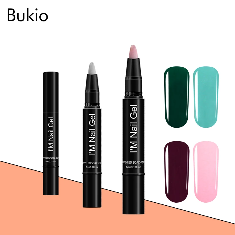 Bukio 35 цветов, эмалированная гелевая ручка для ногтей, блестящая Полуперманентная кисть для лака, простая в использовании ручка для гель-лака для макияжа, гибридный инструмент для праймера