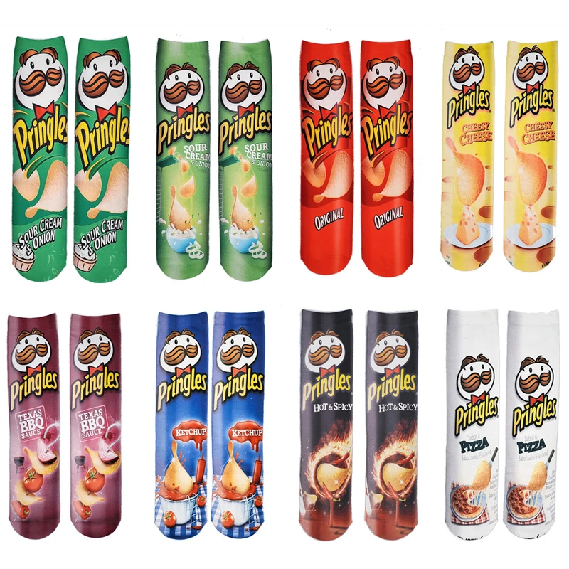 3D печать смешные мужские носки и женские унисекс хлопковые картофельные чипсы