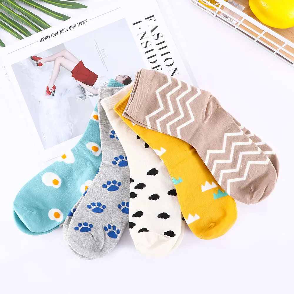 5 видов цветов Модные женские носки Сезон осень зима Теплые в полоску|Носки| |