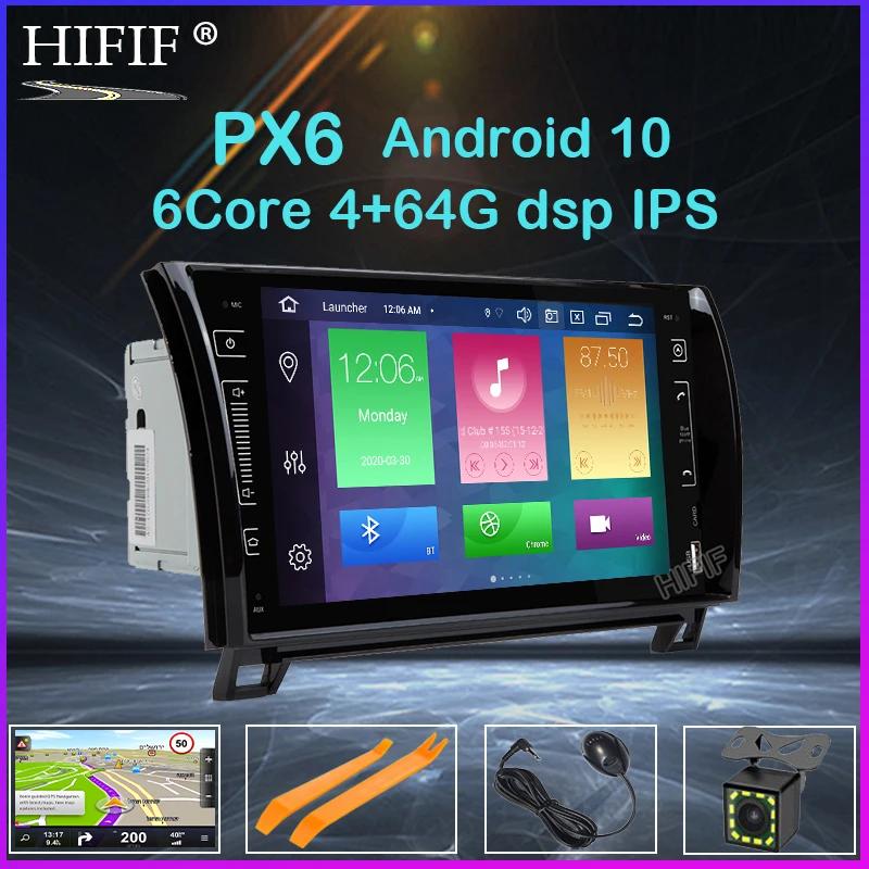 PX6 9 &quotIPS DSP 4G Android 10 0 2 DIN Автомобильный мультимедийный плеер для Toyota Sequoia Tundra Радио