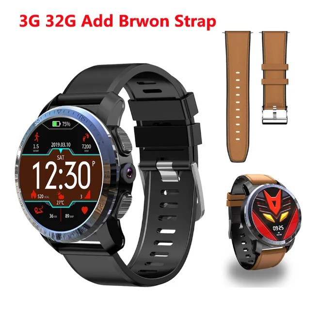 Add Brwon Strap Смарт-часы Kospet Optimus Pro с gps, 3 ГБ, 32 ГБ, водонепроницаемые, 1,39 дюймов, Android7.1.1, AMOLED, WiFi, с камерой 8,0 МП, спортивные Смарт-часы для мужчин - Цвет: Add Brwon Strap