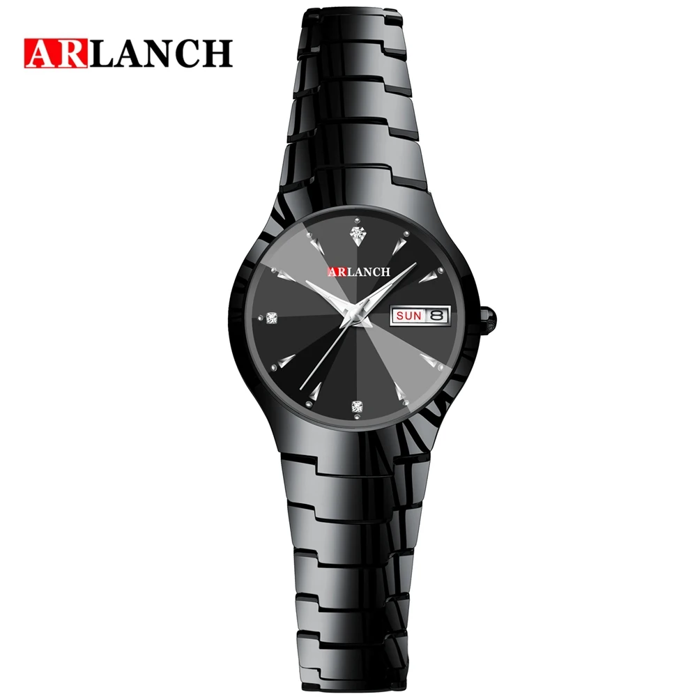 Lady black ARLANCH новые брендовые парные часы мужские часы женские из нержавеющей стали модные часы reloj hombre reloj mujer - Цвет: Lady black