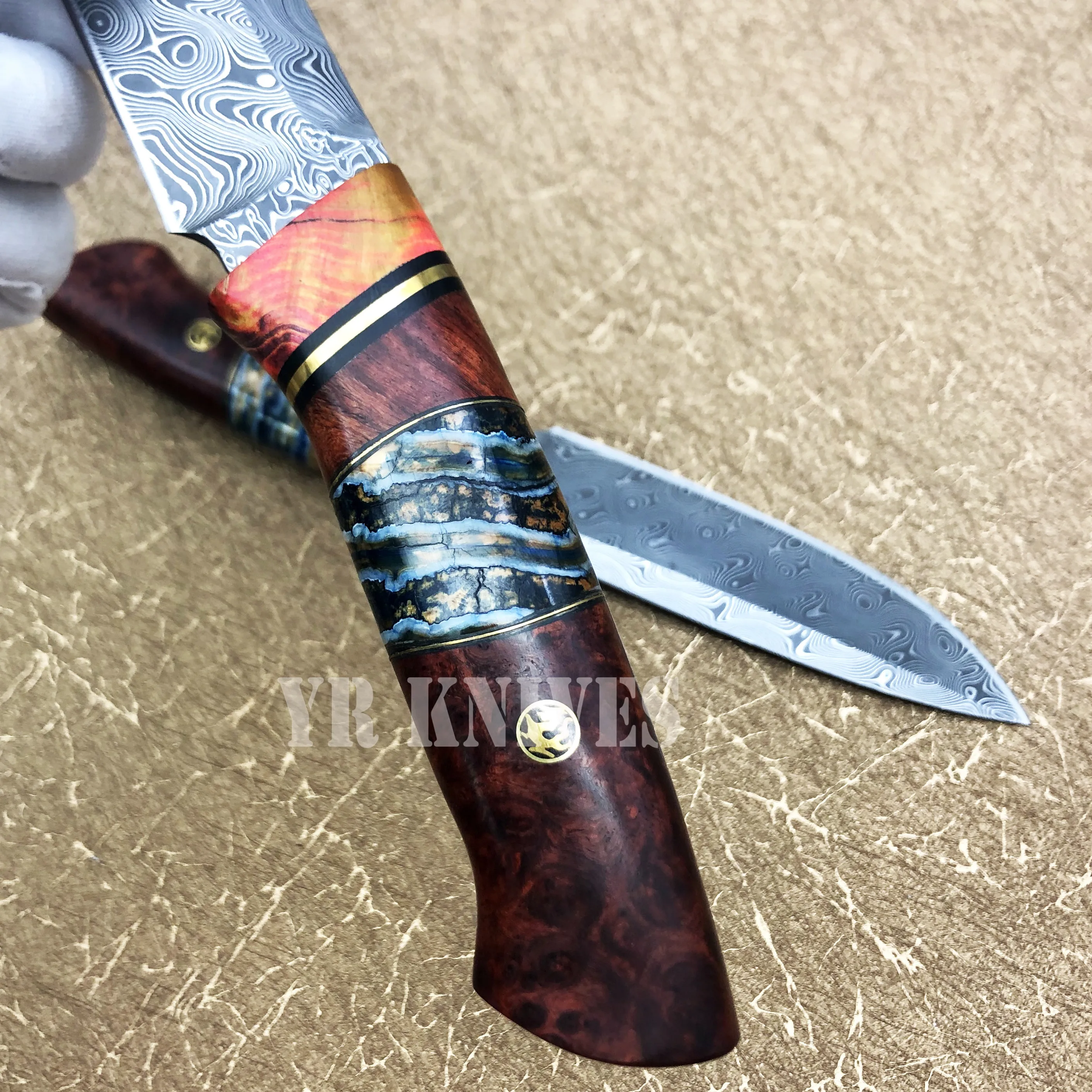 Тактический нож для выживания 60 HRC Дамасская сталь пустыня Ironwood охотничьи ножи