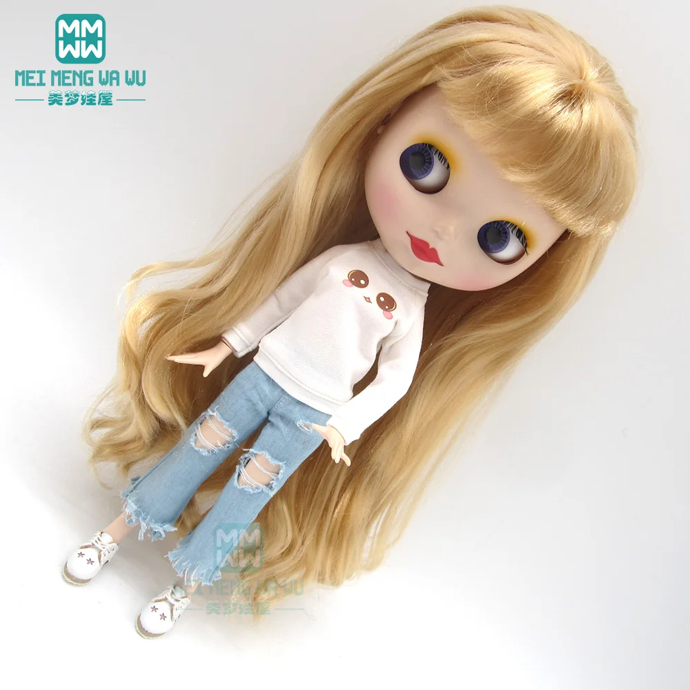 1 шт. Одежда для кукол Blyth модные футболки плиссированная юбка с рваными краем