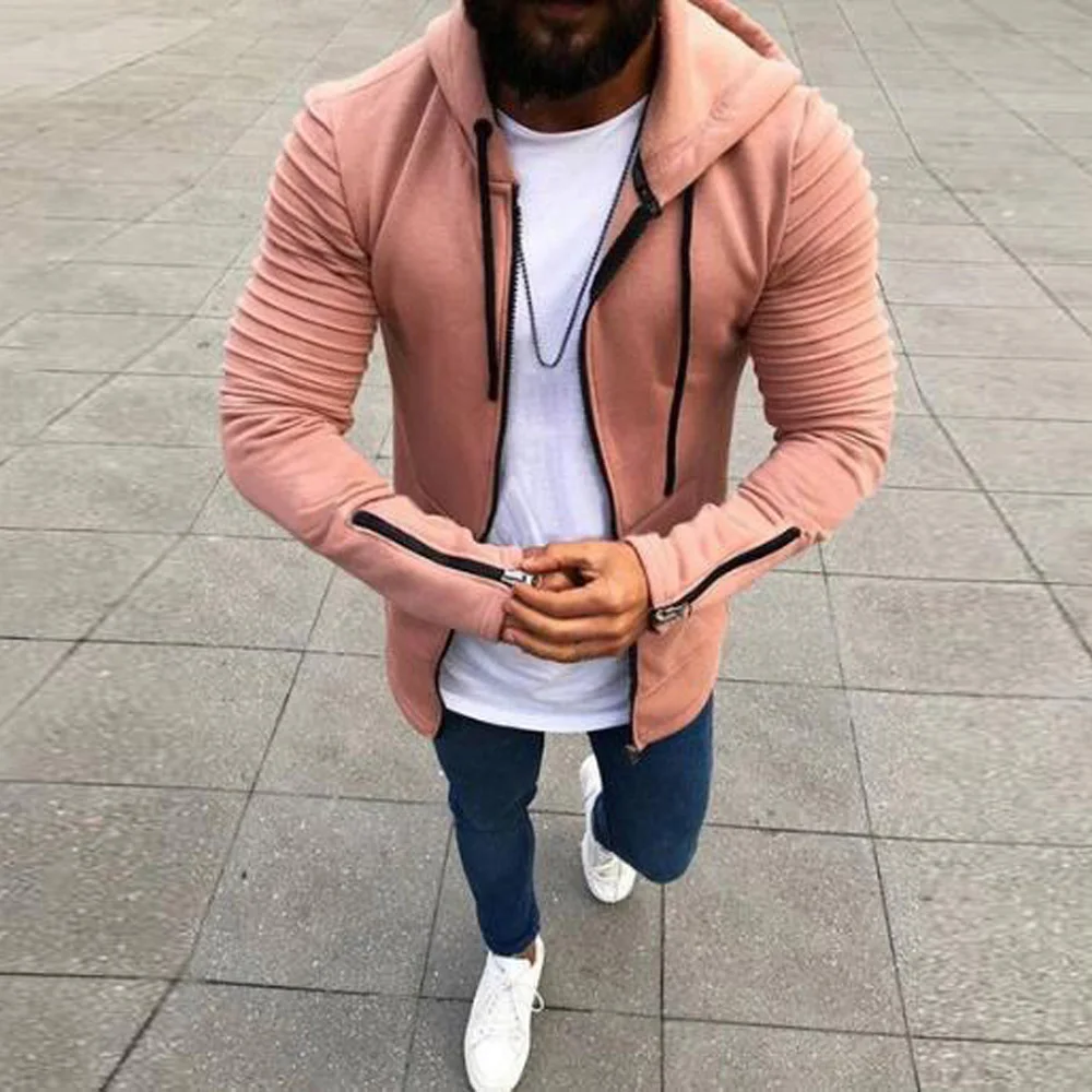 Мужские топы Мужское пальто Осенние плиссированные с длинными рукавами свитер