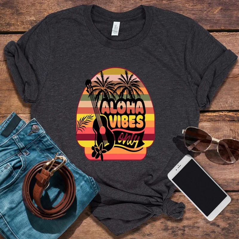 

Aloha Beach Music T Shirt Men Clothing Aloha Vibes Only Graphic Tees Streetwear Tops New Arrival 2021 Christmas Vacation Gift
