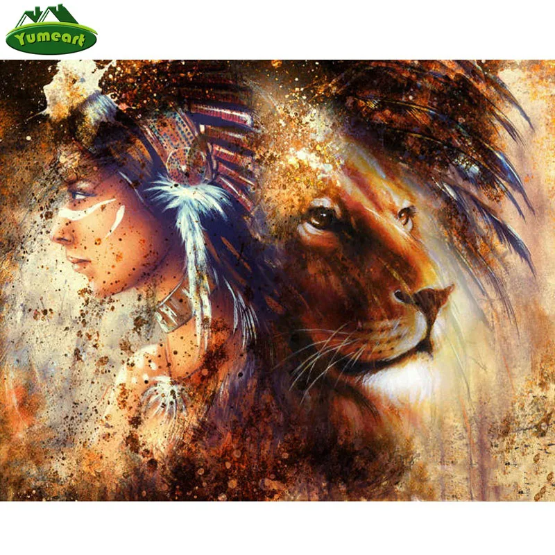 YUMEART ремесла 5D DIY алмазная живопись женщина Лев Стразы Алмаз Dotz комплекты для