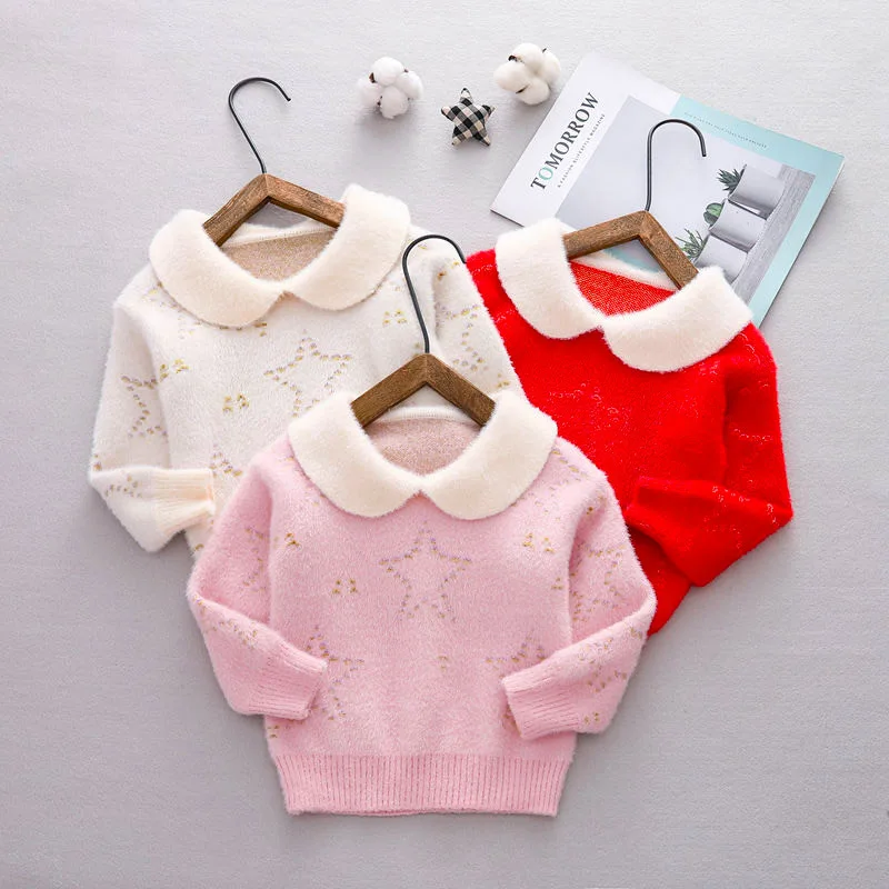 Мода 2019 г. Осенний вязаный свитер для маленьких девочек одежда детей топ от 4 до 5