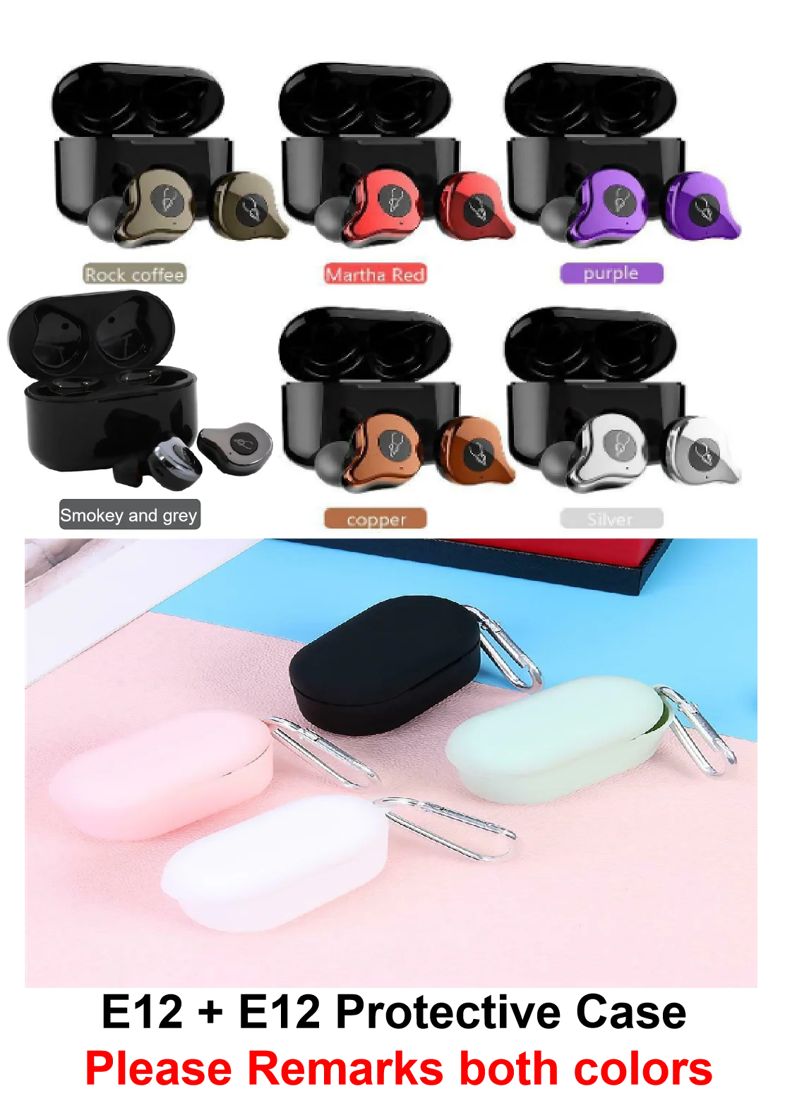 E12 add Protect Case Оригинальная беспроводная гарнитура Sabbat E12 Ultra TWS BT 5,0, Hi-Fi стерео наушники, спортивные наушники с быстрой зарядкой, чехол для бега - Цвет: E12 add Protect Case