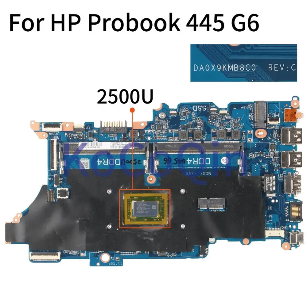 Материнская плата KoCoQin для ноутбука HP Probook 445 G6 2500U системная DA0X9KMB8C0