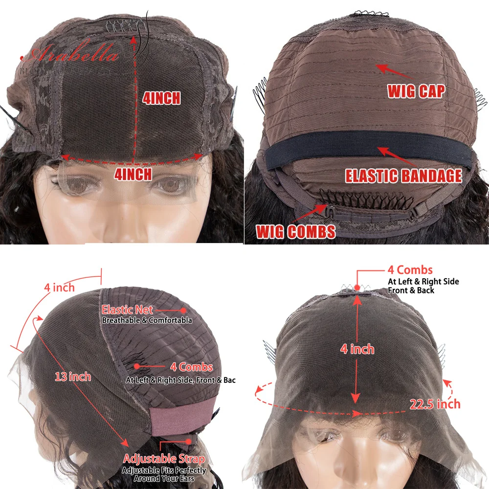 13x4 Lace Frontal Wig Brazilian Deep Wave With Baby Hair Pre Plucked Arabella Remy Front Human Wigs For Women | Шиньоны и парики