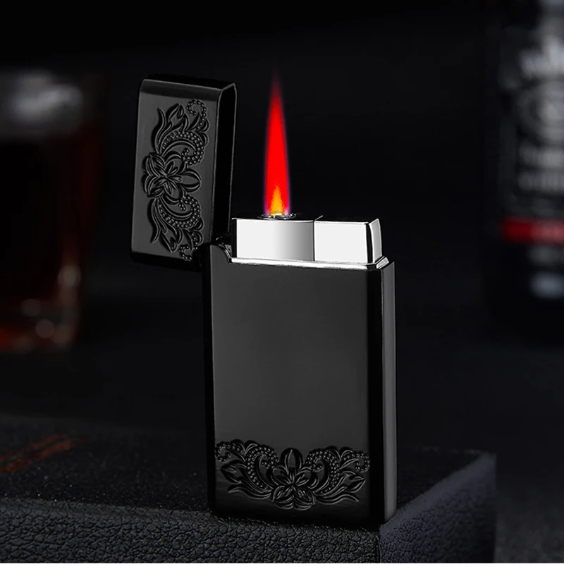 

Ping Sound and Flower Pattern Butane Inflatable Windproof Lighter Smoking Cigarette BBQ Jet Tuobo Lighters Pink Men Gifts Cigar