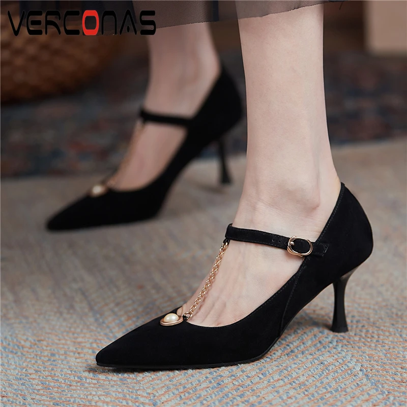 

Туфли-лодочки женские VERCONAS, замшевые, с Т-образным ремешком, на весну/лето