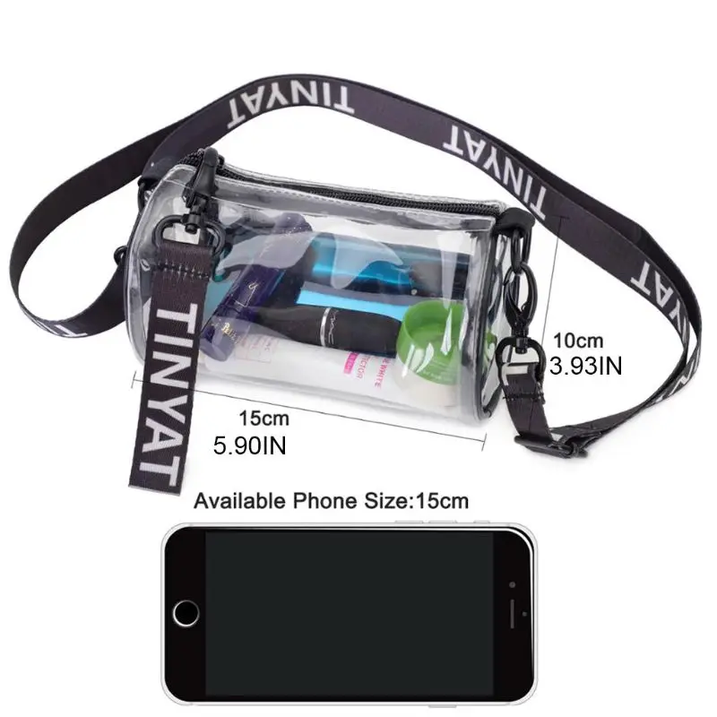 

Women Girls Transparent PVC Handbag Adjustable Shoulder Bag Purse Tote Satchel