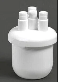 Фторопластовая колба с круглым дном и четырьмя горлышками лабораторное