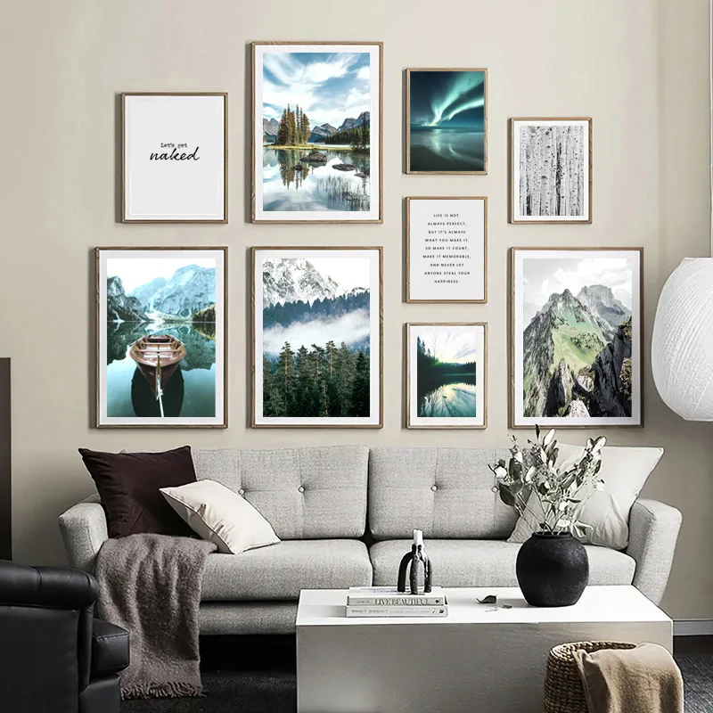 

Плакаты и принты с пейзажем, настенная живопись, Картина на холсте, домашний декор, картина с изображением горного озера для гостиной